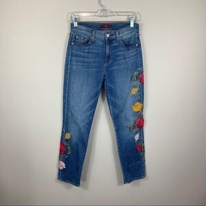 7FAMK Josefina Merlot Rose Embroidery jeans 25